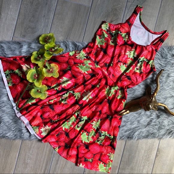 Strawberry graphic skater mini dress. Size S - Picture 2 of 3